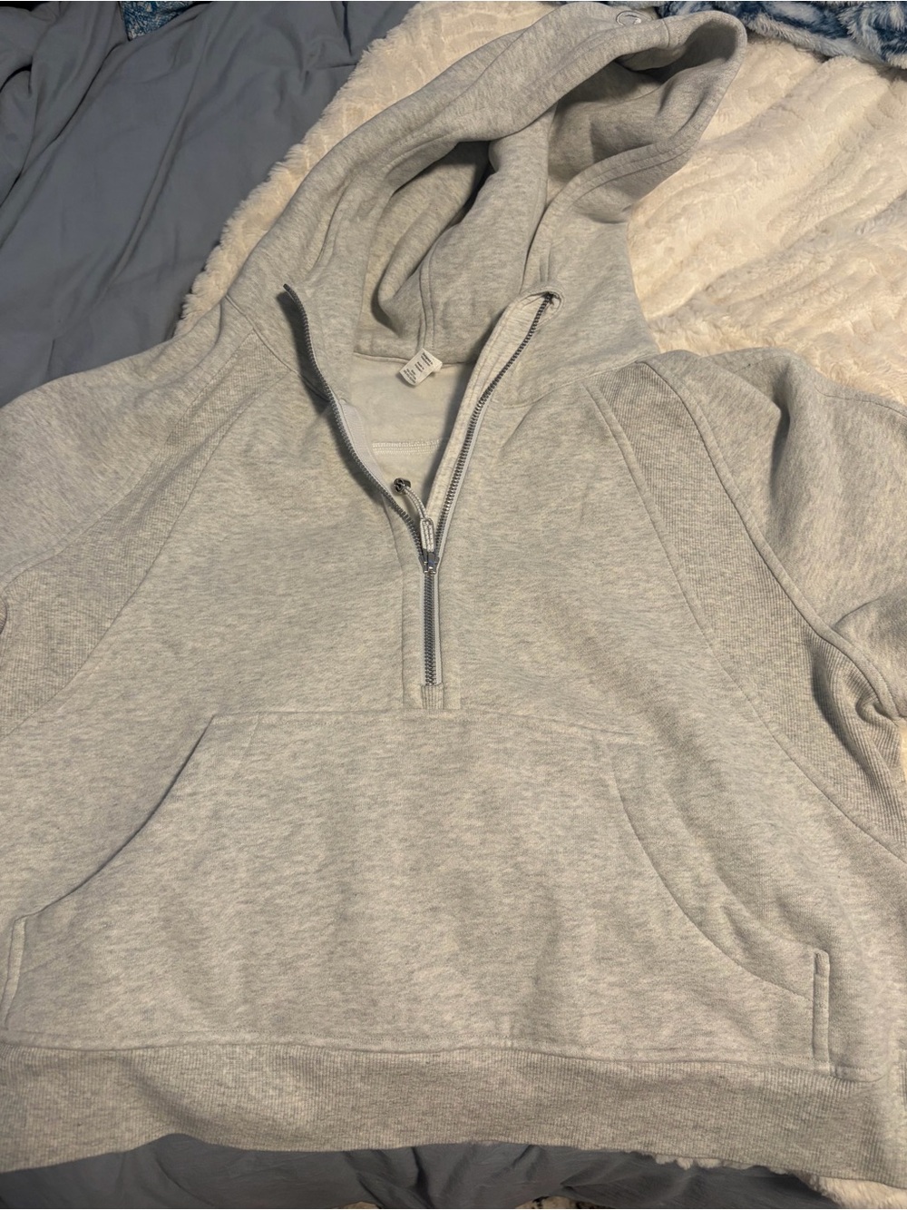 lululemon athletica Light Gray Half-Zip Hooded Pullover